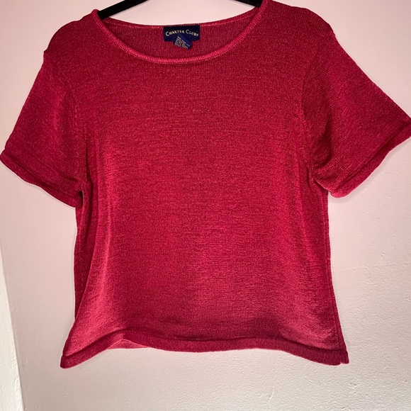 Charter Club Tops - Charter Club Red Knit Short Sleeve Shirt Women’s Size XL